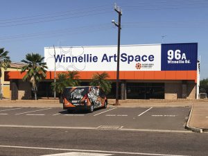 WINNELLIE ART SPACE_SIGNWRITING TO CORRUGATED IRON